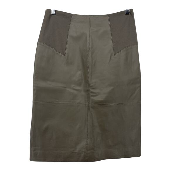 Pamela McCoy Size 2 Genuine Leather Skirt Taupe Tan 30 Waist Straight Pencil - Picture 1 of 6